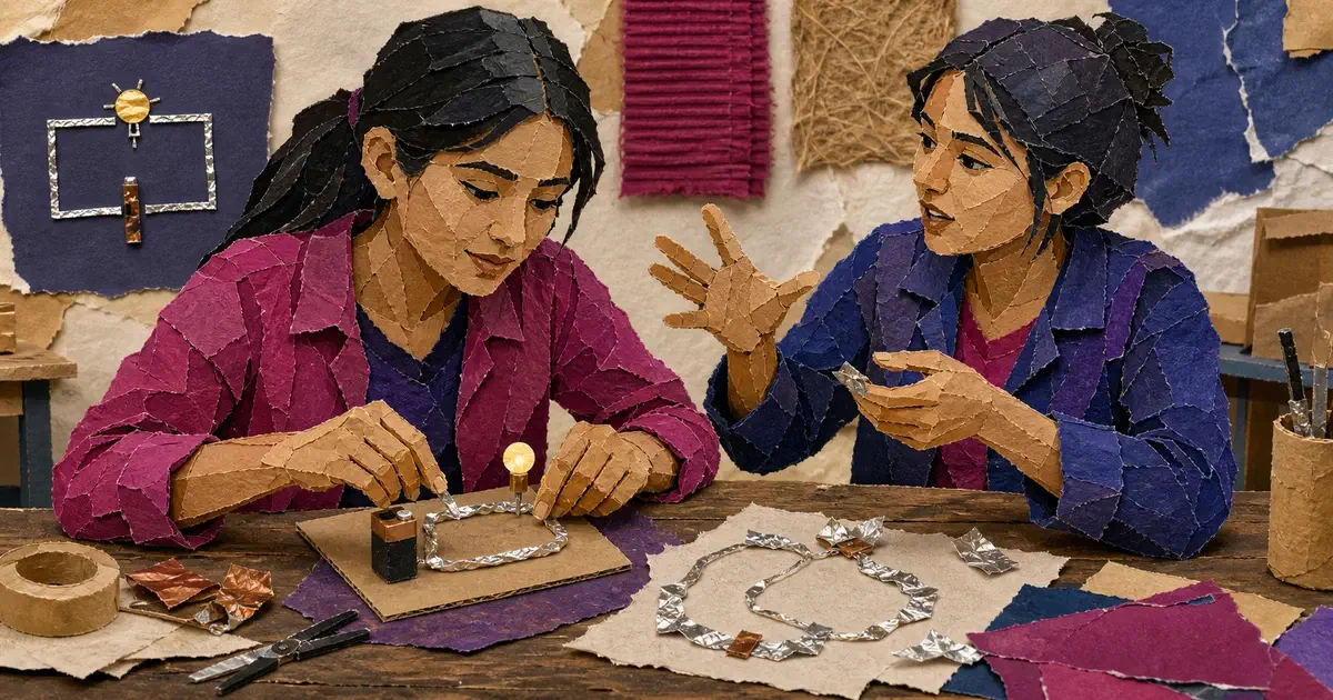 Joven pasa de una ayuda inmediata a reconstruir con piezas un mecanismo que puede explicar.