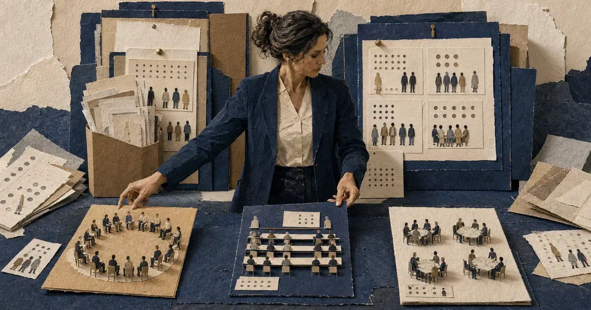 Collage de una investigadora que contrasta tres propuestas para estudiar la participación en seminarios con registros de observación.